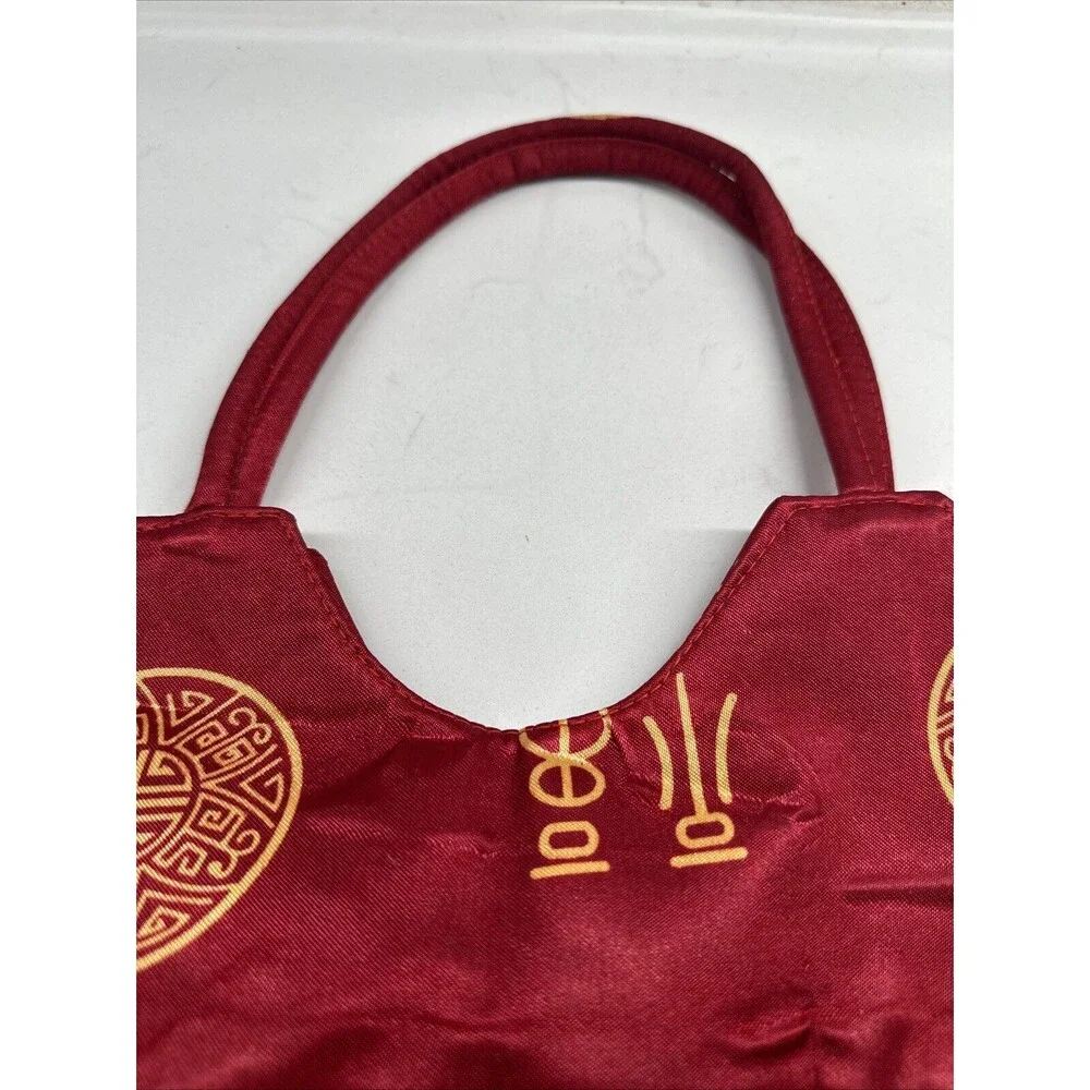 Red Satin Handbag Purse Double Handle